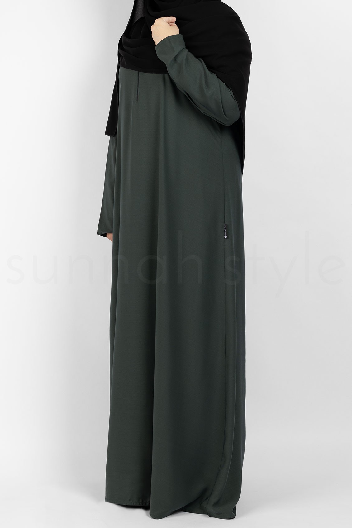 Sunnah Style Plain Closed Abaya Slim Hunter Green
